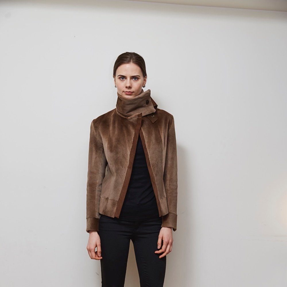 Double layered mink bike jacket